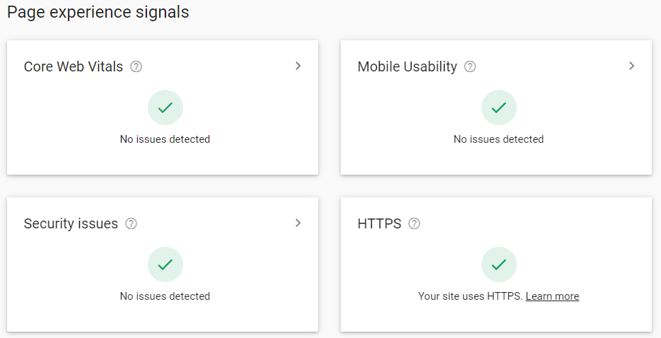 Page Experience Signals From Google Search Console