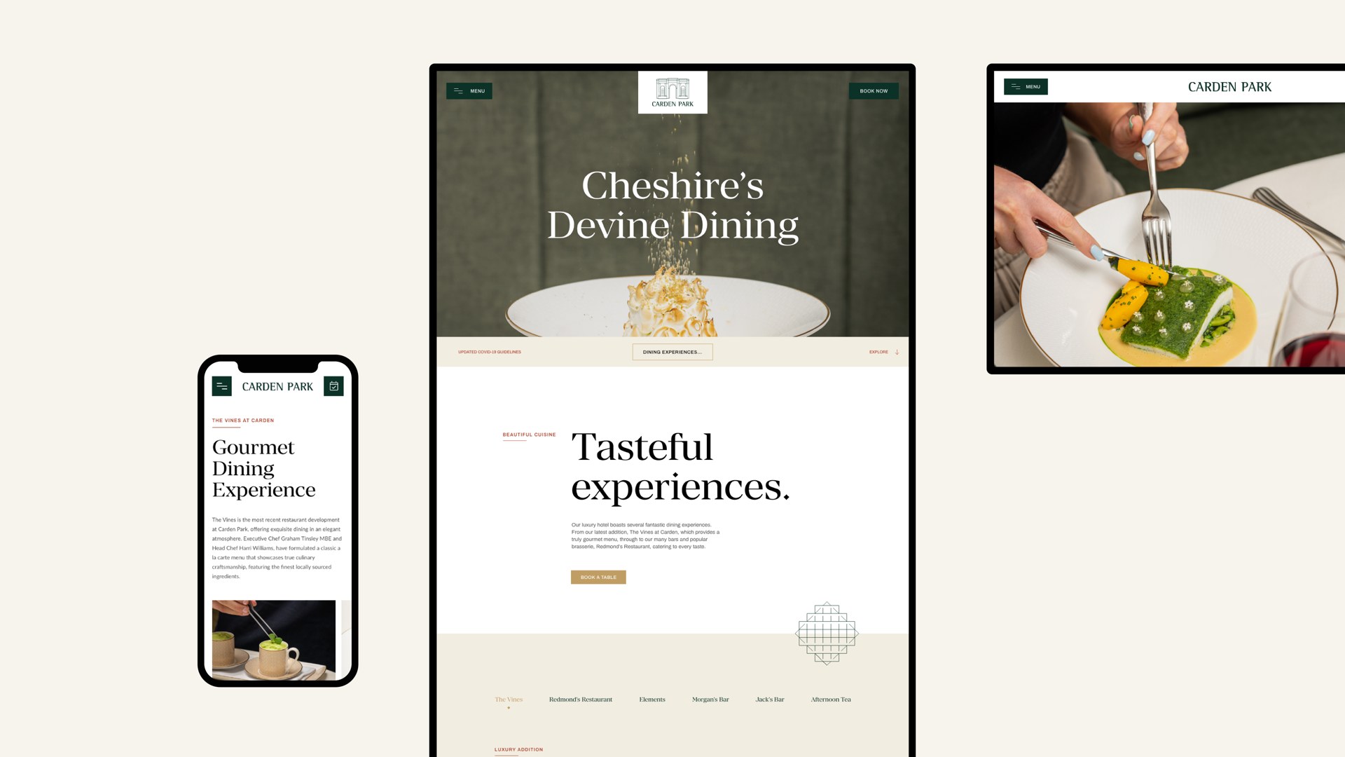 Carden Park — dining website layouts