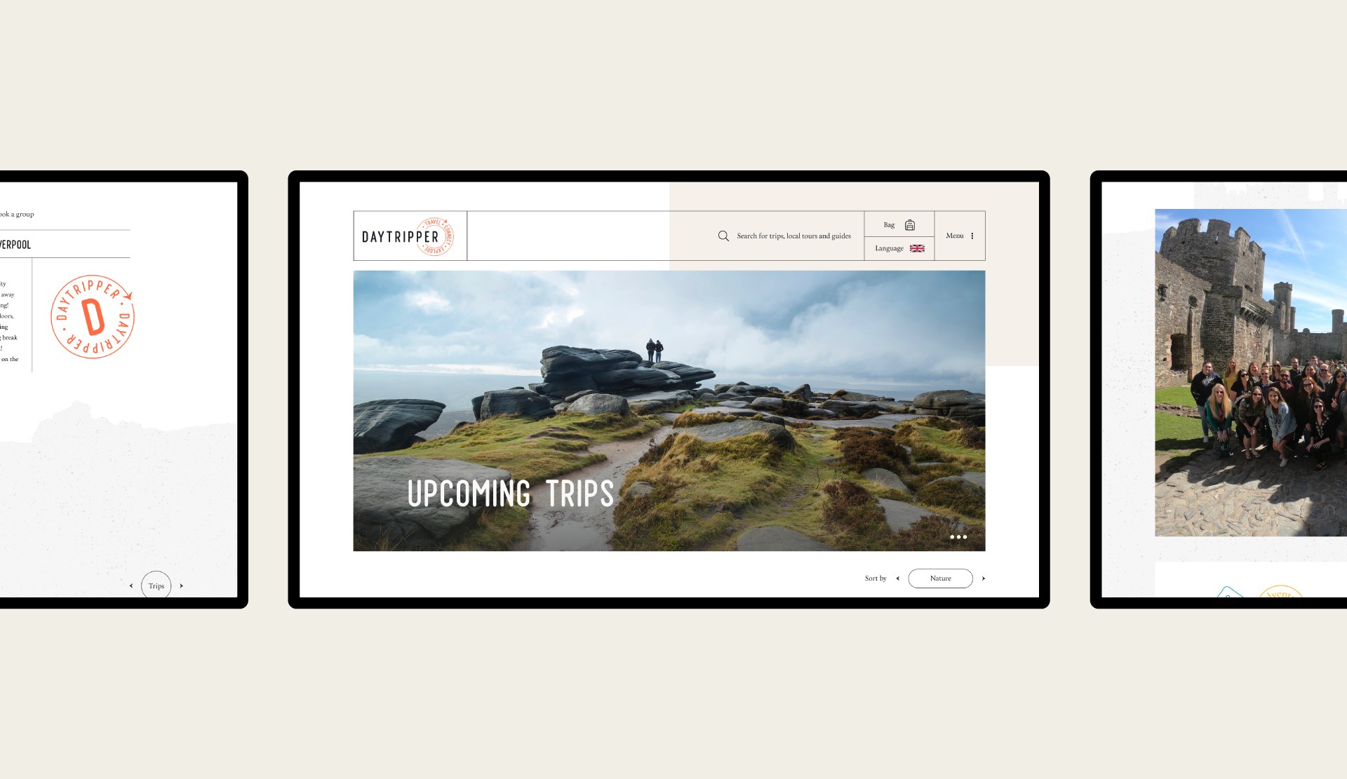 Daytripper — desktop website layouts