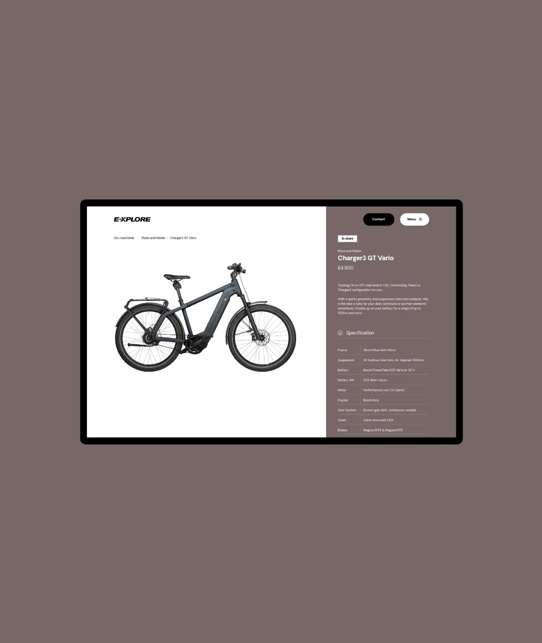 Explore E-Bikes — selected responsive website designs
