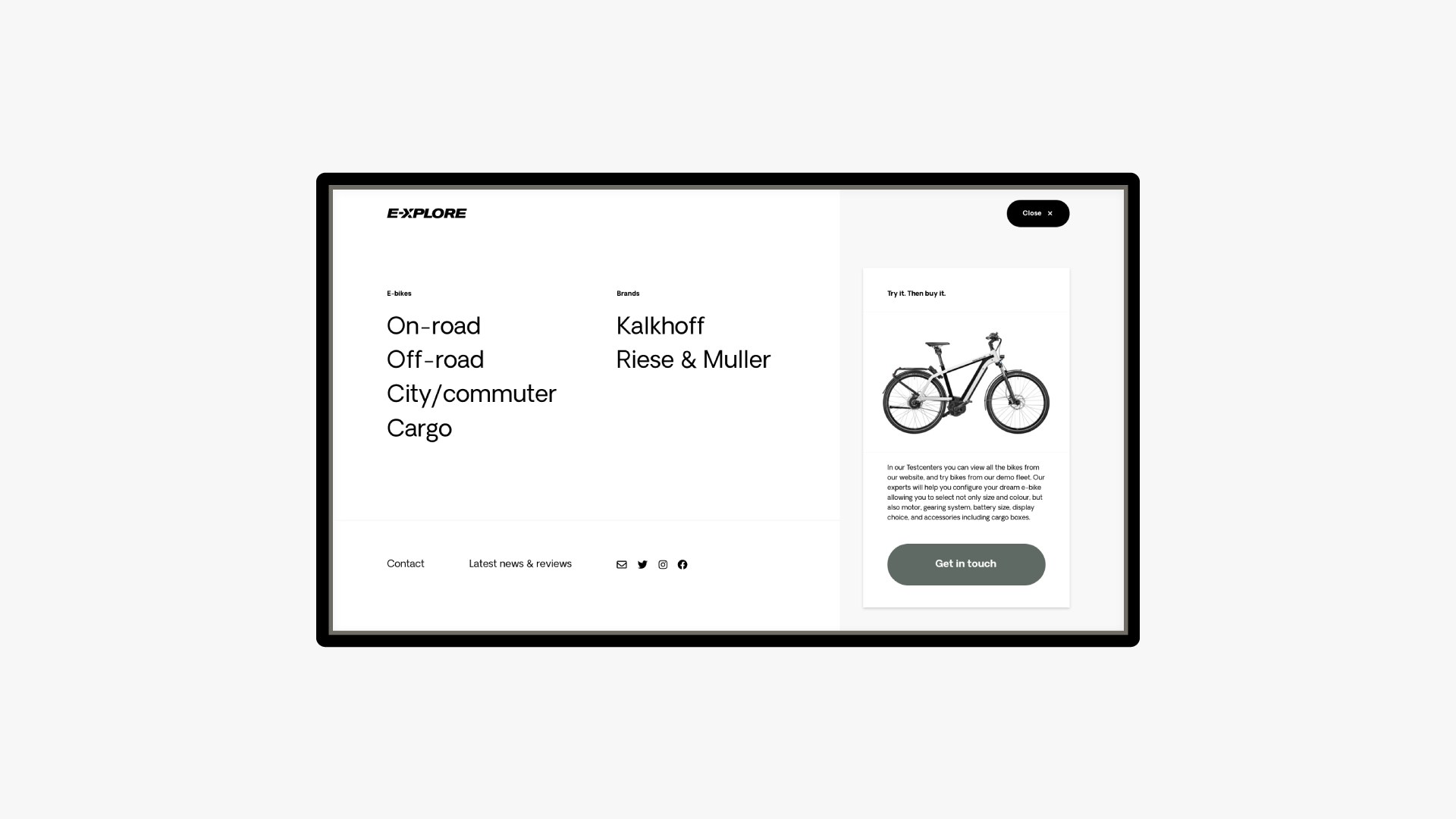 Explore E-Bikes — selected responsive website designs
