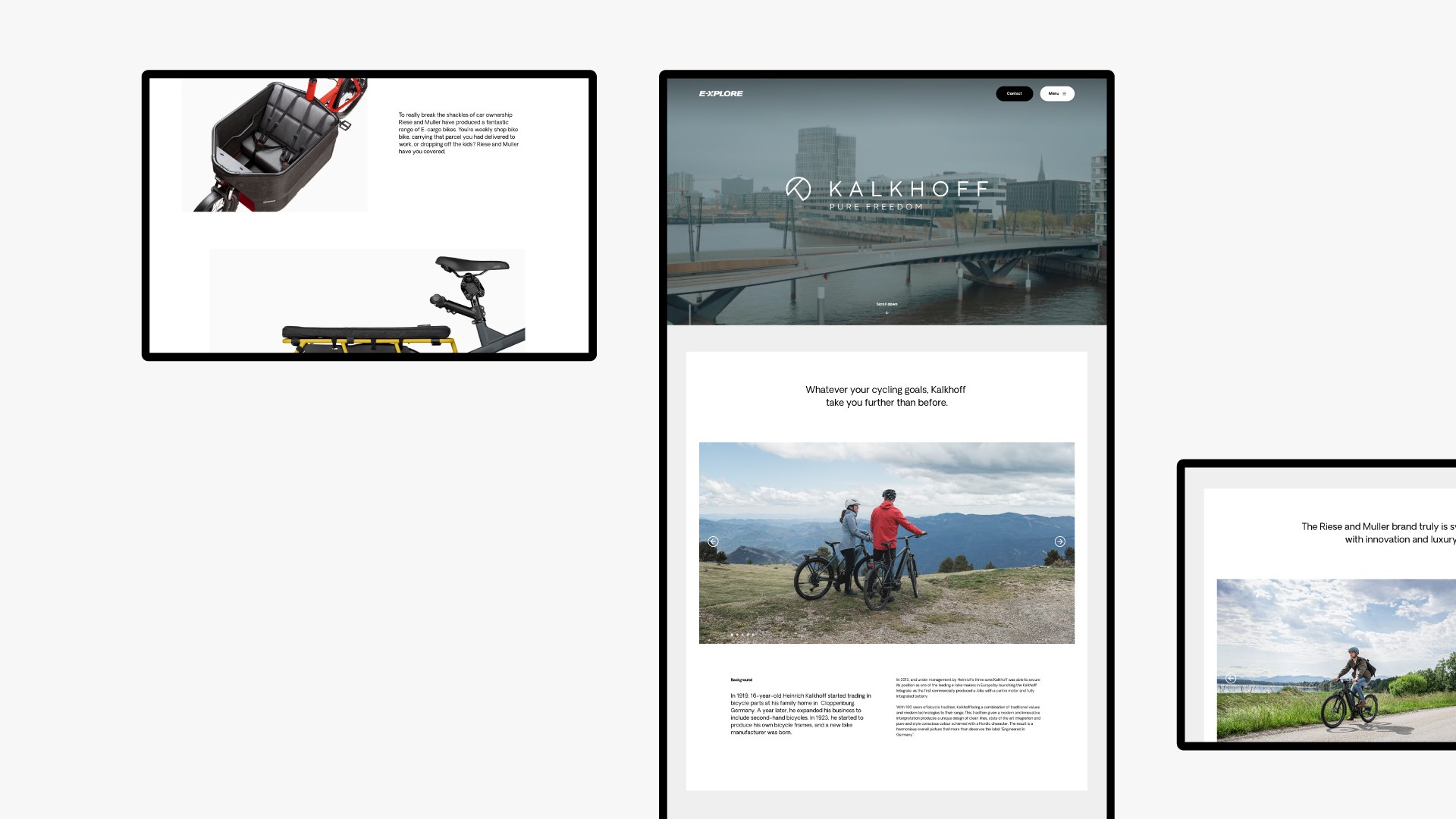 Explore E-Bikes — selected responsive website designs