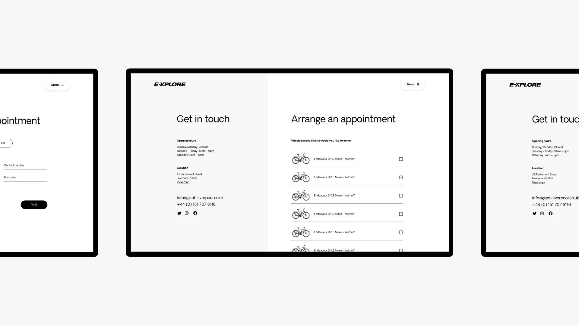 Explore E-Bikes — selected responsive website designs